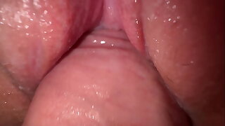 Crazy creamy bitch squirts and gets cum above oversexed teen pussy