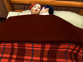 继母不得不和她的儿子在酒店共用一张床，因为他们没有其他空房间或有几张床 - 家庭性