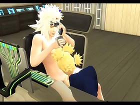 火影忍者变态第40集 变态贤者让手鞠自慰，并告诉她，他可以像操真正的妓女一样操她。她让他肛交，并告诉他，她想要他所有的乳汁都灌满她的体内。